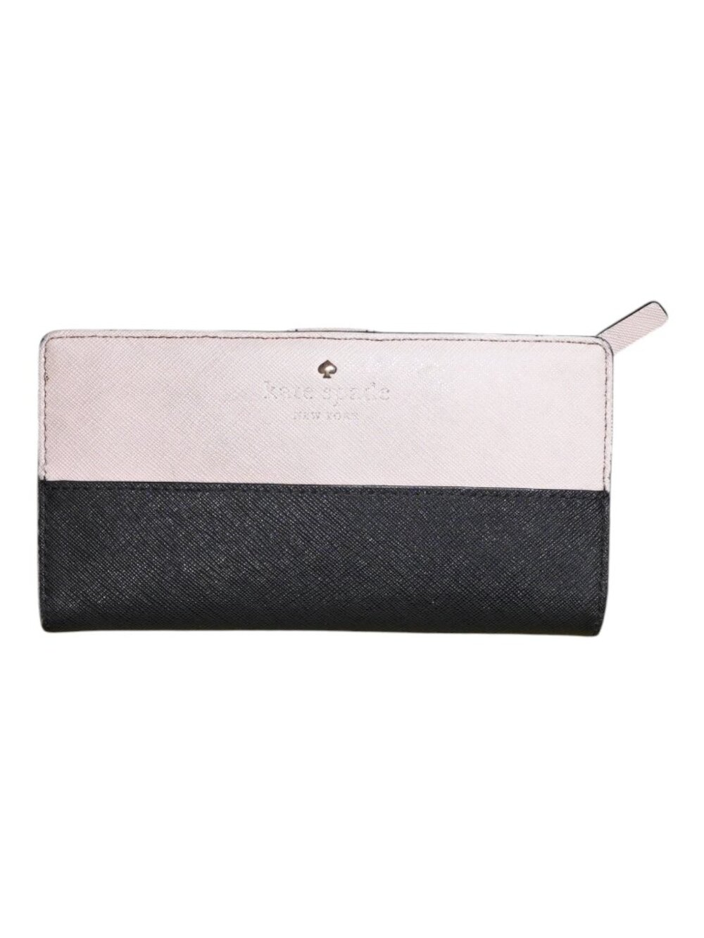 Kate Spade Stacy Wallet Cream Black Saffiano Leather Bifold - Picture 2 of 10